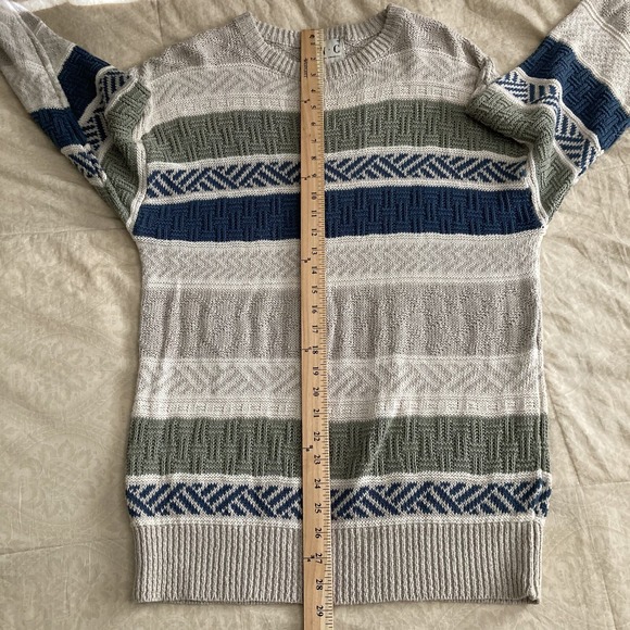 INC Linen/Cotton Blend Striped Textured Sweater Cozy Men Small/Women Medium - Picture 9 of 12